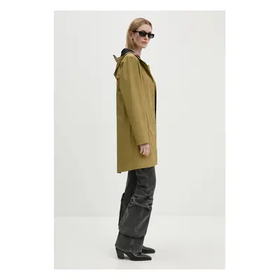 Nepromokavá bunda Rains Long Jacket W3 zelená barva, přechodná, 12020-44