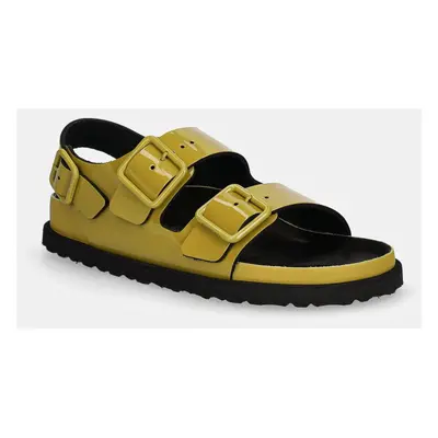 Kožené sandály Birkenstock 1774 Milano Shiny Patent Leather dámské, zelená barva, 1028712