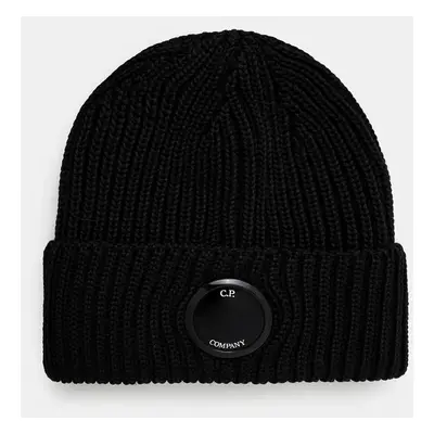 Vlněná čepice C.P. Company Extra Fine Merino Wool Goggle Beanie černá barva, 17CMAC272A005509A