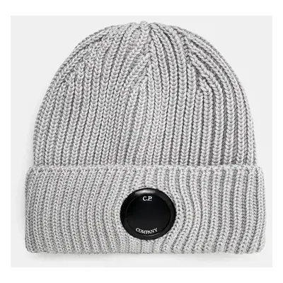 Vlněná čepice C.P. Company Extra Fine Merino Wool Goggle Beanie šedá barva, 17CMAC272A005509A