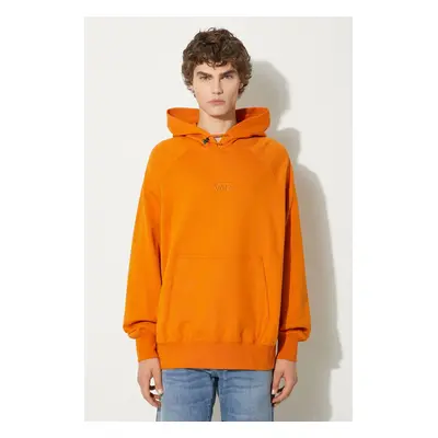 Bavlněná mikina Vans Premium Classics LX Hoodie Fleece pánská, oranžová barva, s kapucí, hladká,