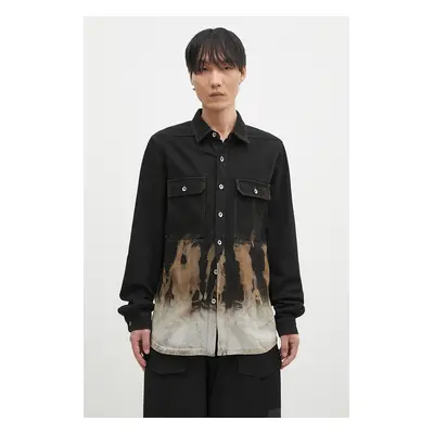 Džínová bunda Rick Owens Outershirt pánská, černá barva, přechodná, oversize, DU02D2755.BSUN