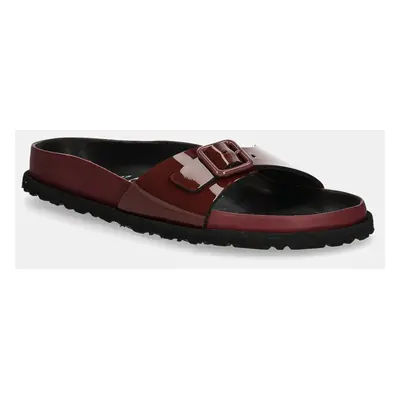 Kožené pantofle Birkenstock 1774 Madrid Shiny Patent Leather dámské, vínová barva, 1028659