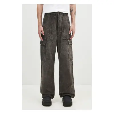 Bavlněné kalhoty Rick Owens Cargo Trousers šedá barva, ve střihu cargo, DU02D2354.MO