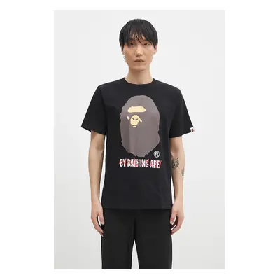 Bavlněné tričko A Bathing Ape KATAKANA BY BATHING APE TEE černá barva, s potiskem, 1K80110026