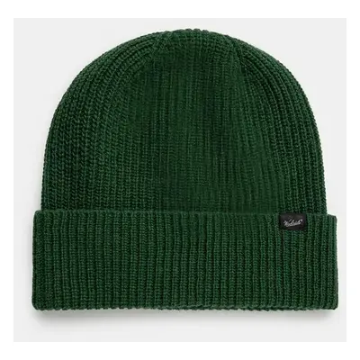 Vlněná čepice Woolrich Knitted Ribbed Beanie zelená barva, CFWOAC0331MRUF0659