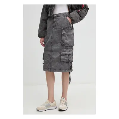 Bavlněná sukně Alpha Industries šedá barva, midi, 148068