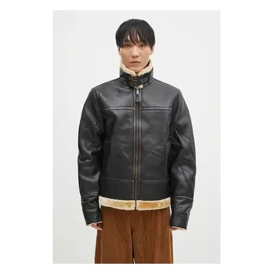 Kožená bunda Alpha Industries B3 Leather pánská, hnědá barva, přechodná, 148114