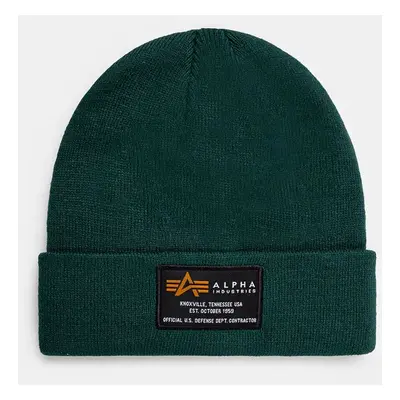 Čepice Alpha Industries Crew Beanie zelená barva, 128924