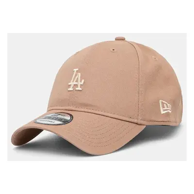 Bavlněná baseballová čepice New Era WASHED 9FORTY® LOS ANGELES DODGERS hnědá barva, s aplikací, 