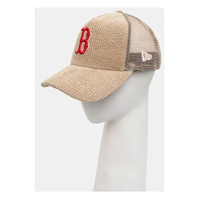 Kšiltovka New Era CORD TRUCKER BOSTON RED SOX béžová barva, s aplikací, 60565522