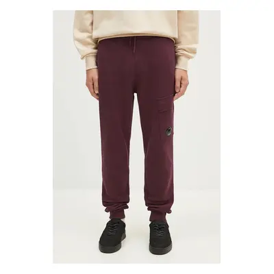 Bavlněné tepláky C.P. Company Diagonal Raised Fleece Cargo Sweatpants fialová barva, 17CMSP017A0