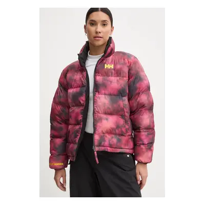 Oboustranná bunda Helly Hansen YU 23 REVERSIBLE PUFFER dámská, růžová barva, zimní, oversize, 54