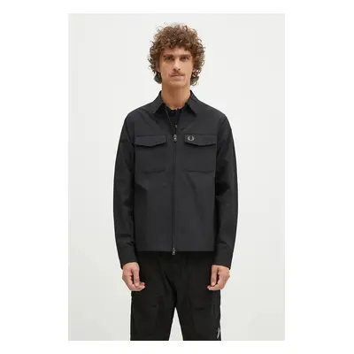 Bunda Fred Perry Pocket Overshirt pánská, černá barva, přechodná, M5684.236