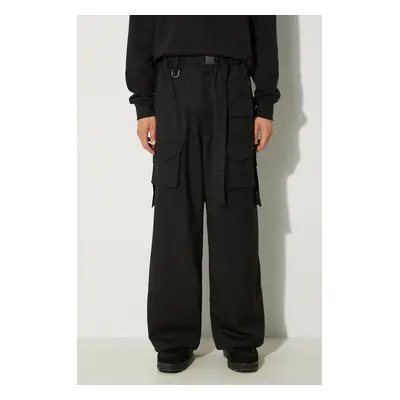 Kalhoty s příměsí vlny Y-3 Refined Wool Cargo Pants černá barva, jednoduché, IW7453