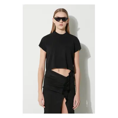 Bavlněné tričko Rick Owens Cropped Small Level T-Shirt černá barva, DS01D1207.RN.09