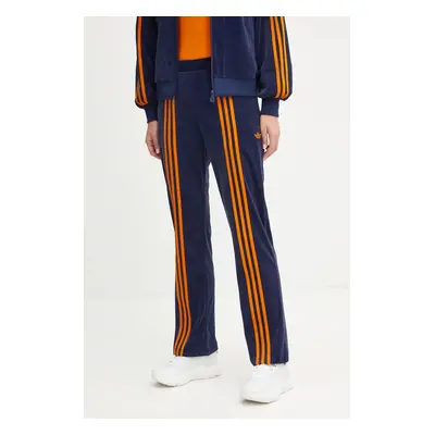 Velurové teplákové kalhoty adidas Originals 70s Velour Track Pant tmavomodrá barva, s aplikací, 