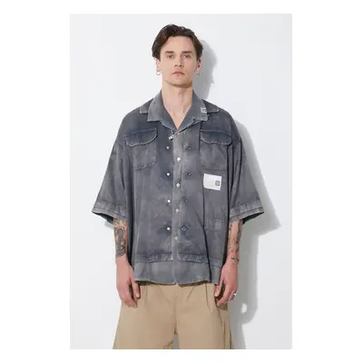 Košile Maison MIHARA YASUHIRO Rc Twill Double Layered S/S pánská, šedá barva, relaxed, A12SH071