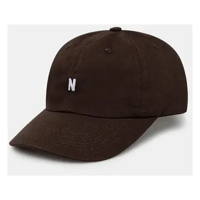 Bavlněná baseballová čepice Norse Projects Twill Sports Cap hnědá barva, s aplikací, N80.0001.20