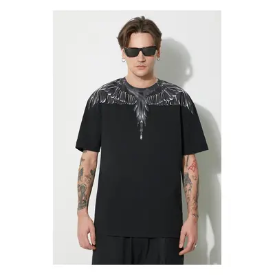 Bavlněné tričko Marcelo Burlon Icon Wings Basic černá barva, s potiskem, CMAA056C99JER0011010