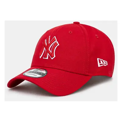 Bavlněná baseballová čepice New Era TEAM OUTLINE 9FORTY® NEW YORK YANKEES červená barva, s aplik