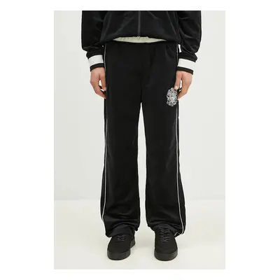 Velurové teplákové kalhoty Billionaire Boys Club Velour Track Pant černá barva, s aplikací, B243