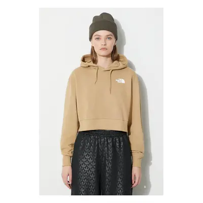 Bavlněná mikina The North Face Trend dámská, béžová barva, s kapucí, s potiskem, NF0A5ICYLK51