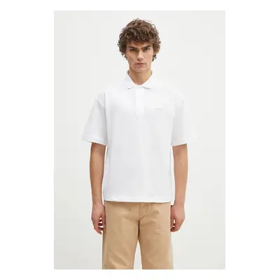 Bavlněné polo tričko Barbour Dunand OS Polo Shirt bílá barva, MML1426