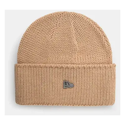 Čepice z vlněné směsi New Era WIDE CUFF BEANIE béžová barva, 60565427