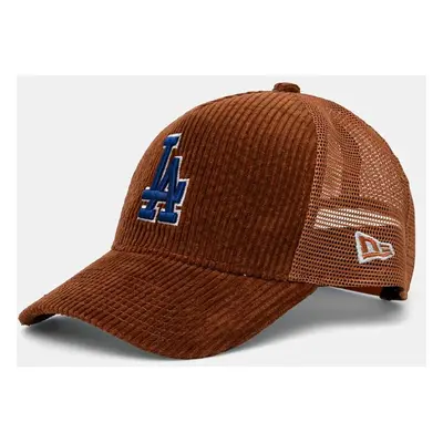 Kšiltovka New Era CORD TRUCKER LOS ANGELES DODGERS hnědá barva, s aplikací, 60565521