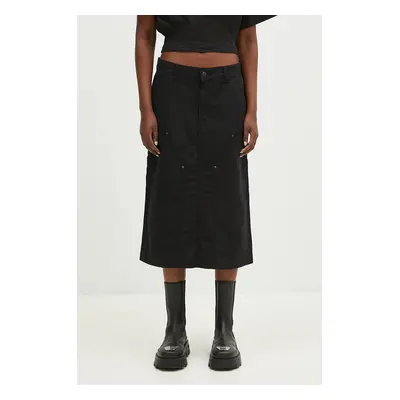 Bavlněná sukně Carhartt WIP Double Knee Skirt černá barva, midi, I033773.8902