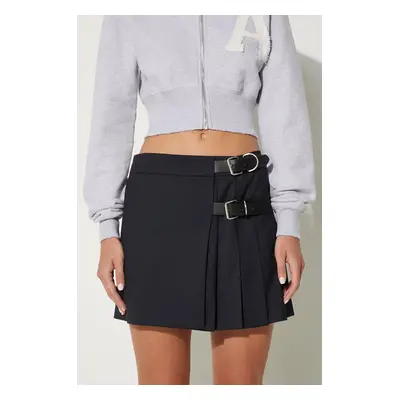 Vlněná sukně AMBUSH Belts Mini Skirt tmavomodrá barva, mini, áčková, BWCU006F24FAB0014600