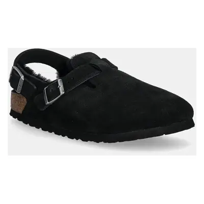 Semišové papuče Birkenstock Tokio dámské, černá barva, 1028328