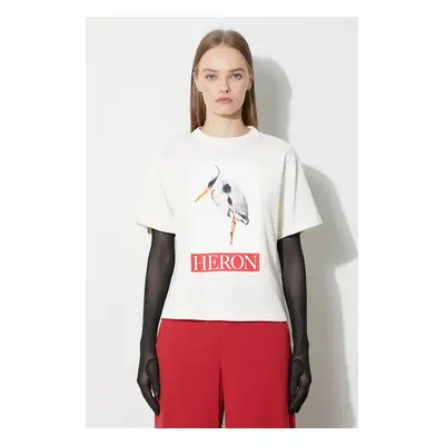 Bavlněné tričko Heron Preston Bird Painted Ss Tee béžová barva, HWAA032F23JER0040425