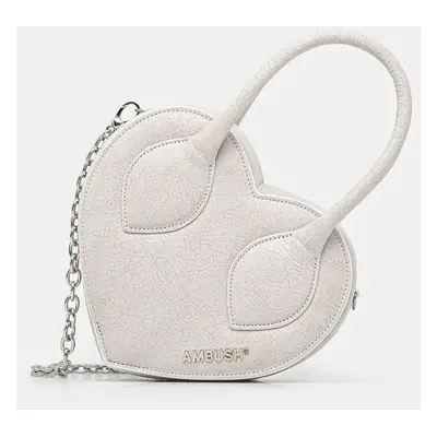 Kabelka AMBUSH Crackle Heart Top Handle Bag šedá barva, BWNP028F24LEA0010100