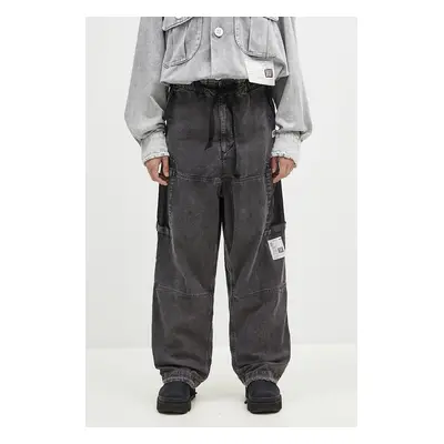 Bavlněné kalhoty Maison MIHARA YASUHIRO Satin Cargo černá barva, jednoduché, J13PT171