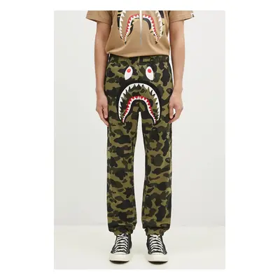 Bavlněné tepláky A Bathing Ape 1ST CAMO SHARK zelená barva, 1K80152008