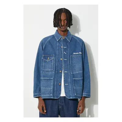 Džínová bunda Human Made Denim Coverall Jacket pánská, tmavomodrá barva, přechodná, HM27JK017