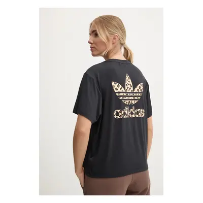 Tričko adidas Originals Trefoil Tee Leopard černá barva, IW8475