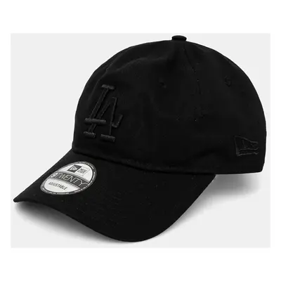 Bavlněná baseballová čepice New Era LEAGUE ESSENTIAL 9TWENTY® LOS ANGELES DODGERS černá barva, s