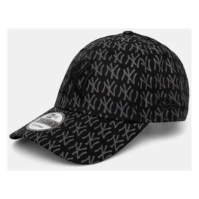 Bavlněná baseballová čepice New Era TEAM MONOGRAM 9FORTY® NEW YORK YANKEES černá barva, 60565357