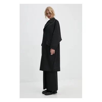 Kabát MM6 Maison Margiela dámský, černá barva, přechodný, oversize, S62AA0087.M35222