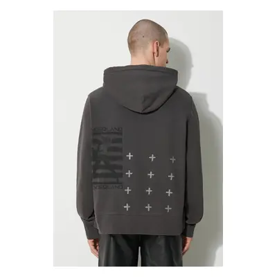 Bavlněná mikina KSUBI portal kash hoodie pánská, šedá barva, s kapucí, s potiskem, MPS24FL011