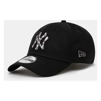 Bavlněná baseballová čepice New Era SEASONAL INFILL 9FORTY® NEW YORK YANKEES černá barva, s apli