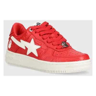 Kožené sneakers boty A Bathing Ape Bape Sta #3 L červená barva, 1J80291052