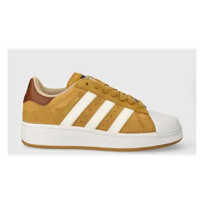 Kožené sneakers boty adidas Originals Superstar XLG hnědá barva