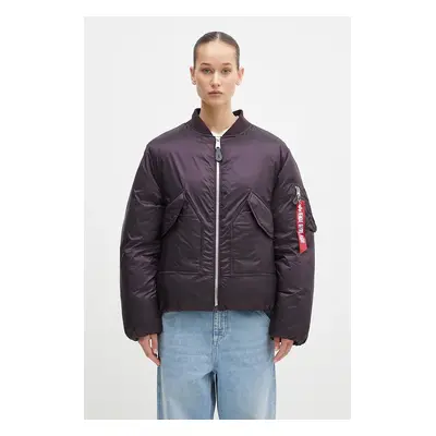 Bunda Alpha Industries dámská, fialová barva, zimní, oversize, 148004