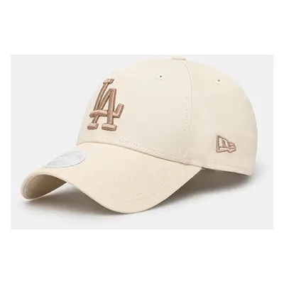 Bavlněná baseballová čepice New Era ESS 9FORTY® LOS ANGELES DODGERS béžová barva, s aplikací, 60