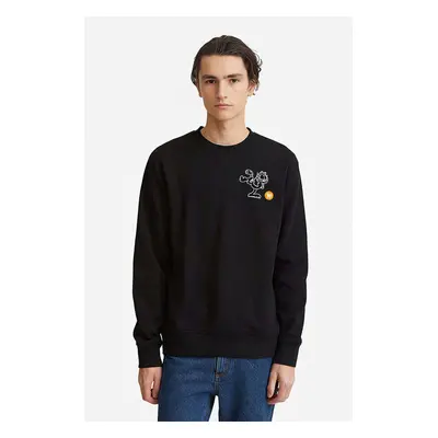 Bavlněná mikina Wood Wood X Garfield Tye Sweatshirt Kick 30045600-2424 BLACK pánská, černá barva