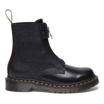 Kožené kotníkové boty Dr. Martens 1460 Pascal Frnt Zip dámské, černá barva, na plochém podpatku,